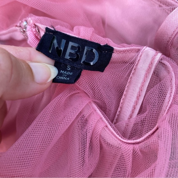 REVOLVE NBD SILAS TULLE Pink Ruffle Halter Top S - Picture 6 of 8